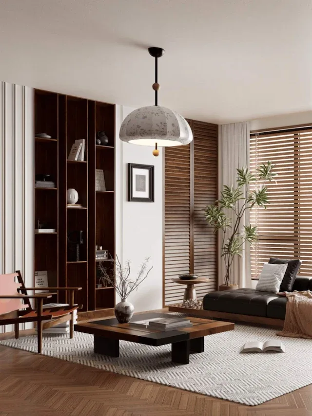 Góc nội thất với ánh sáng tự nhiên và vật liệu gỗ